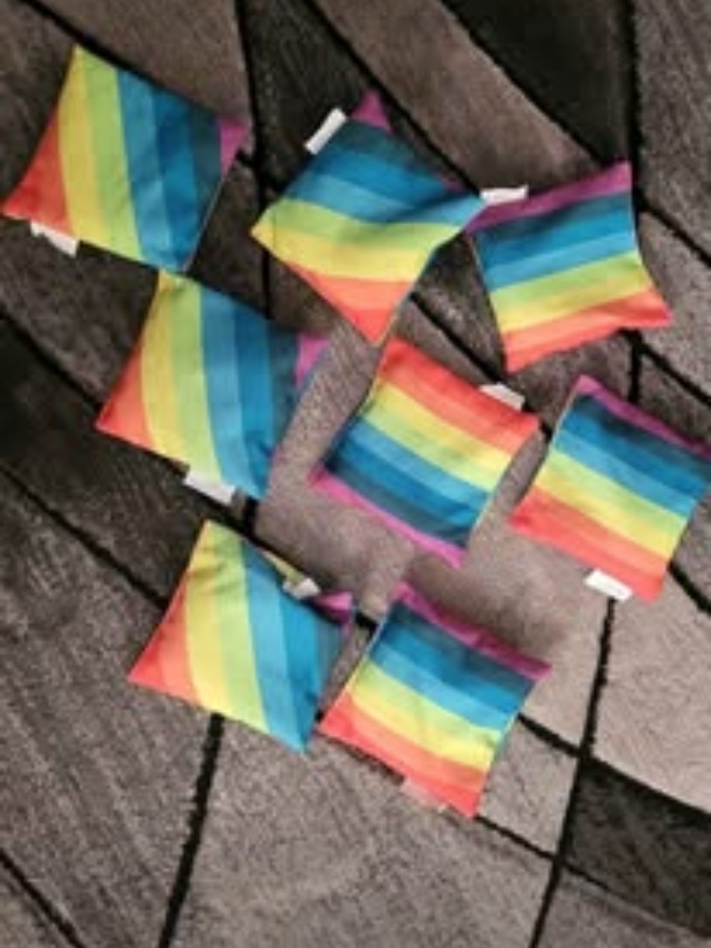 Rainbow Stripe Bean Bags - Colorful Play Set